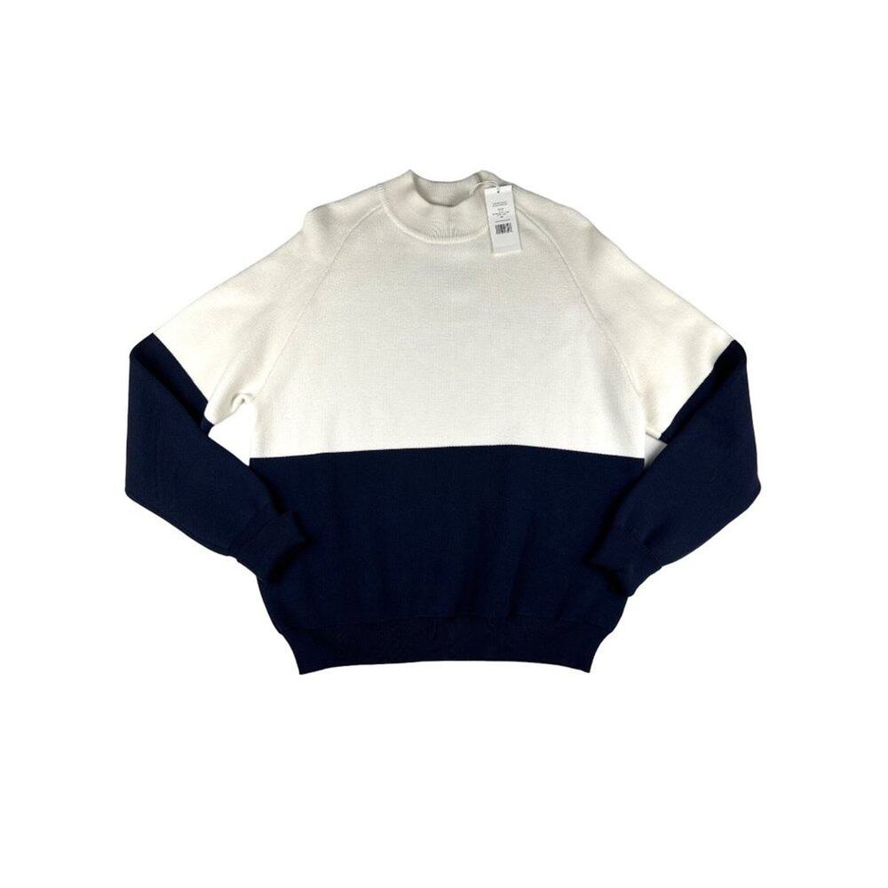 Tory Sport Color Block Sweater in Navy Blue & White